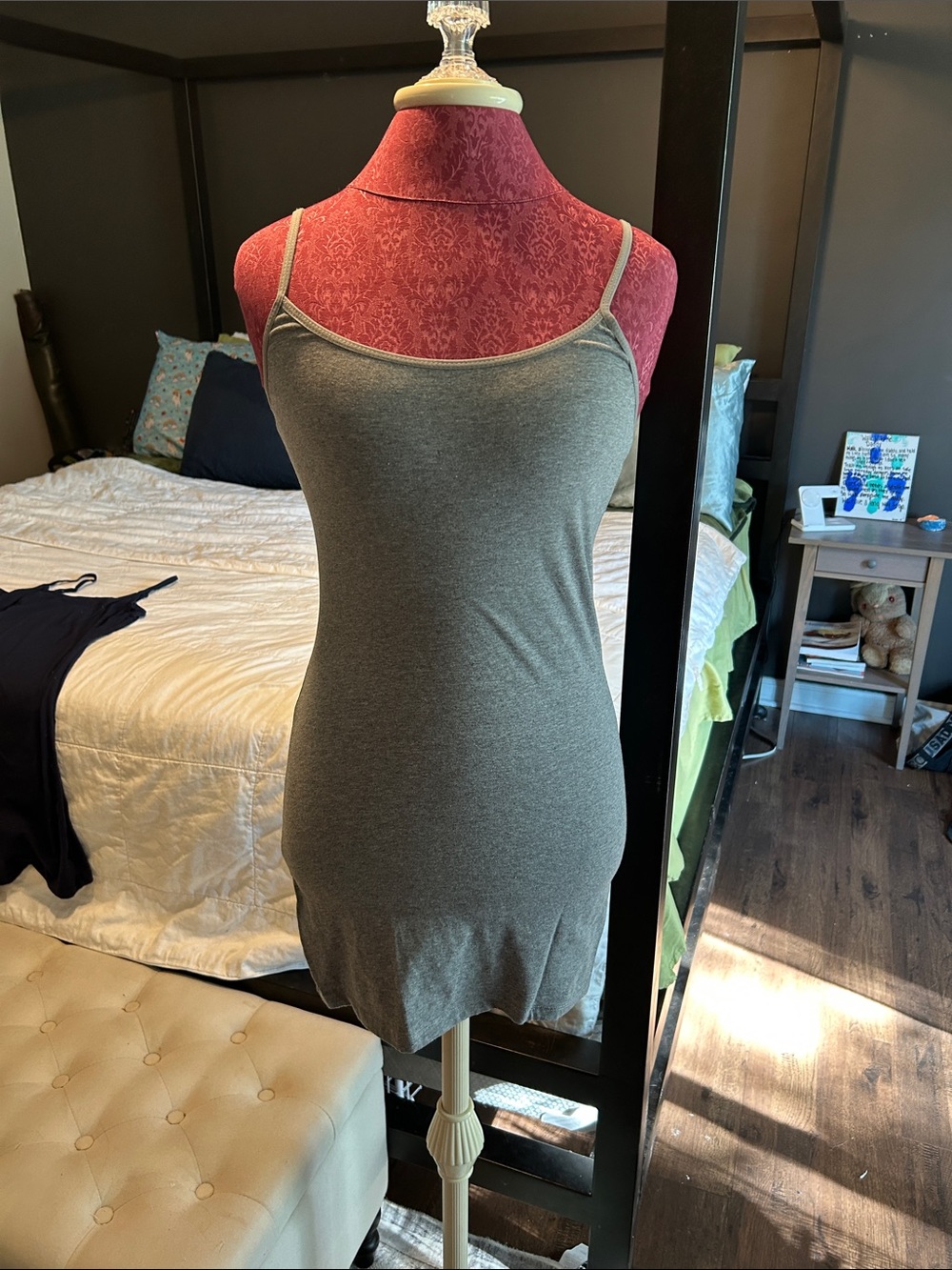 2 Dresses Active Basic Navy and Heather Gray Layering Mini Dress Set